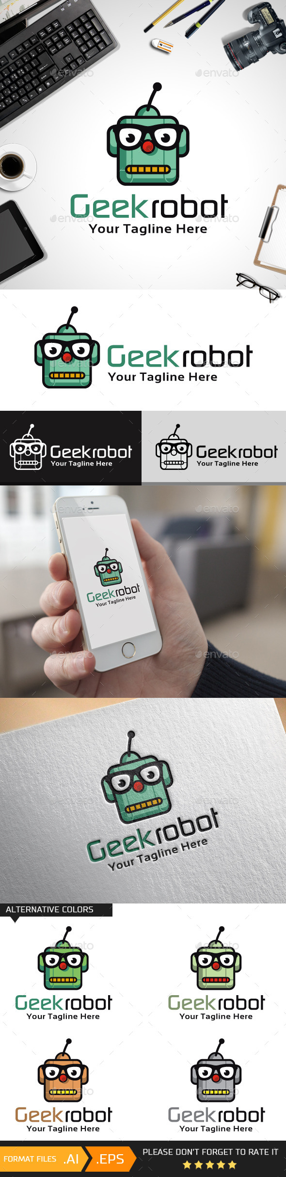 Geek Robot Logo Template