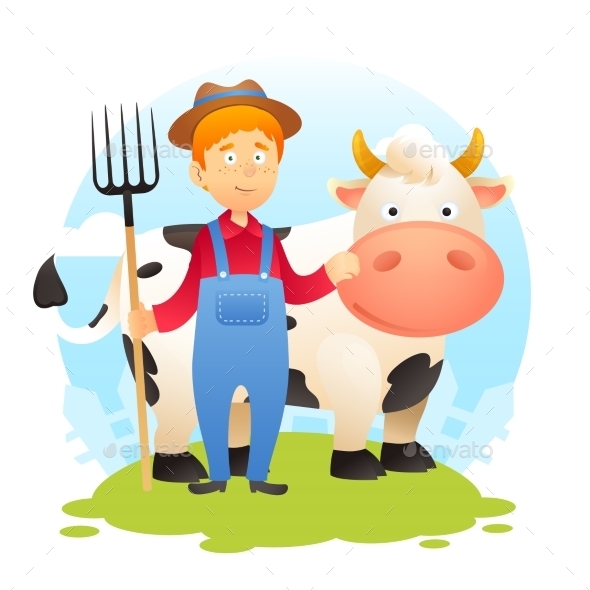 Farmer with Cow