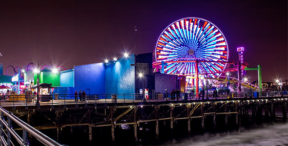 Santa Monica Pier Pacific Park At Night