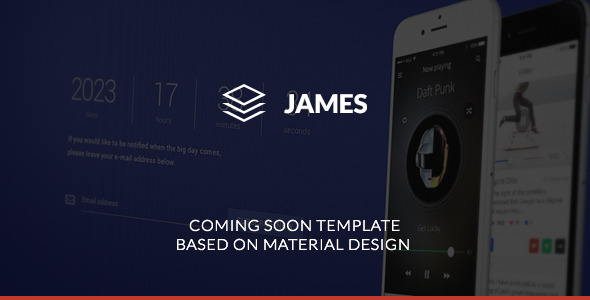 James - Material Design Coming Soon Template