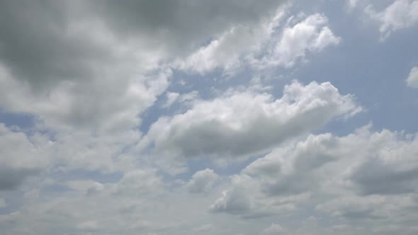 Time lapse of white cloud moving pass around sky background