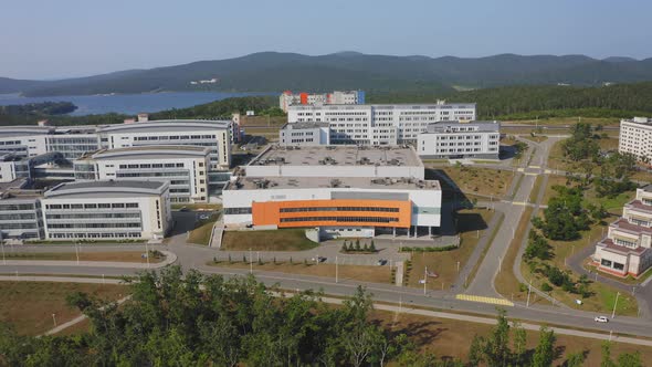 View From a Drone on the Campus of the Far Eastern Federal University FEFU