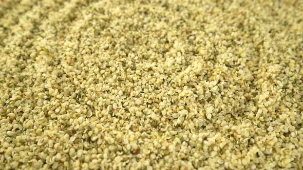 Organic hemp seeds close up. Superfood hemp seeds