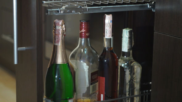 Home Mini Bar with Bottles of Alcohol Drinks