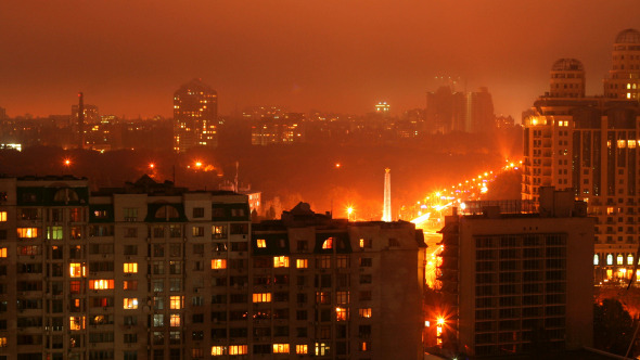 Aerial View of Night City Traffic