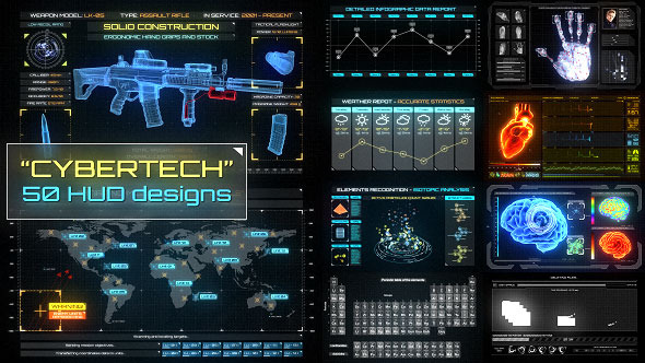 CyberTech HUD Infographic Pack