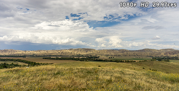 Rain Clouds over Grassy Fields