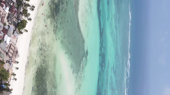 Zanzibar Tanzania  Vertical Video of the Ocean Near the Coast Slow Motion