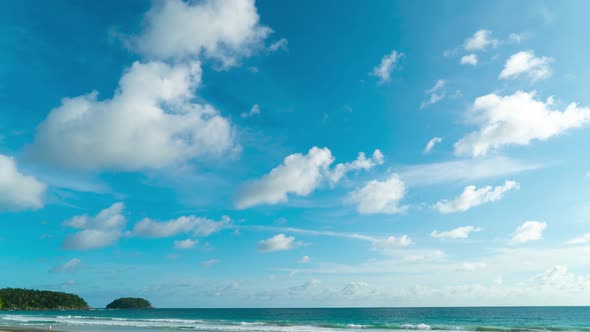 Time lapse movie sea blue sky and cloud mover as background