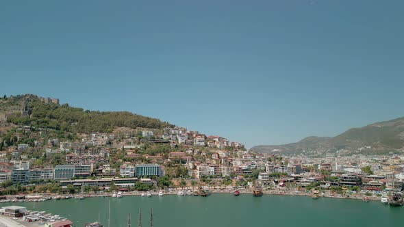 Aerial View of the Sea Port in Alanya