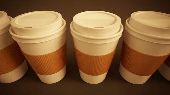 Endless animation with the infinite amount of paper coffee cups. Loopable. HD