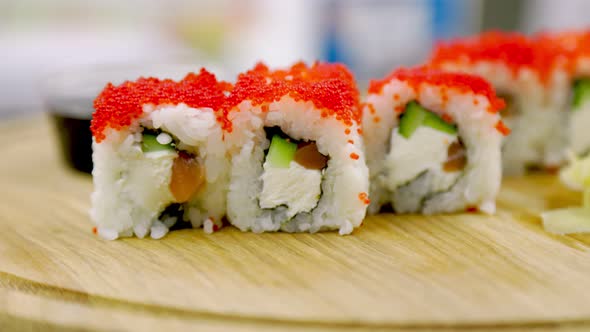 Sushi with Red Eggs on Top