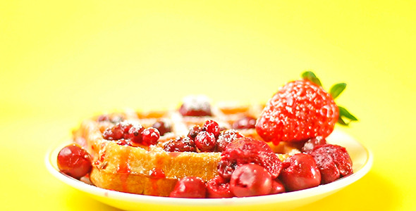 Waffle with Red Berries