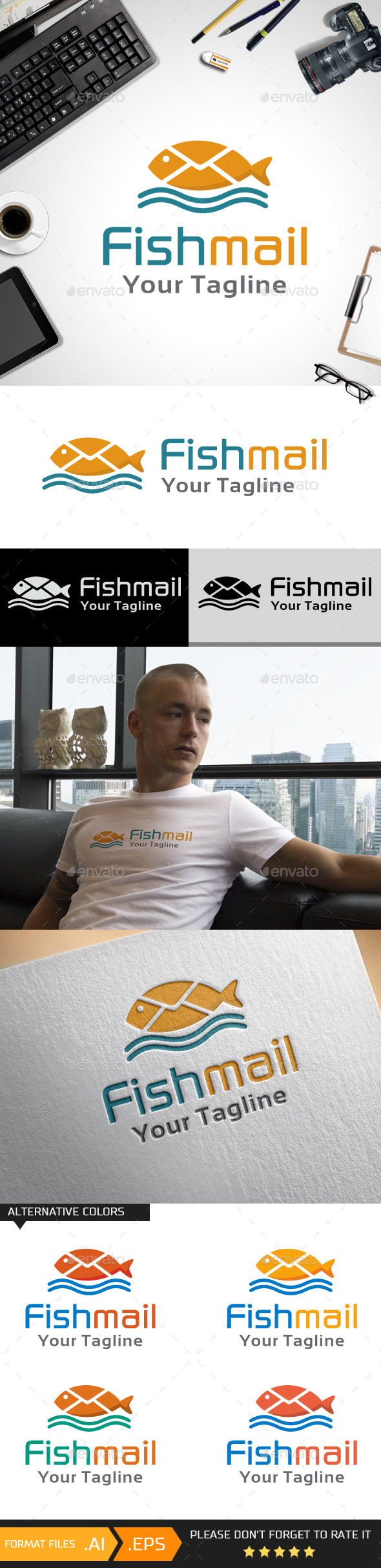 Fish Mail Logo Template