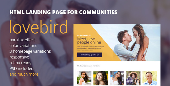 Lovebird - HTML5 Landing Page for Communities