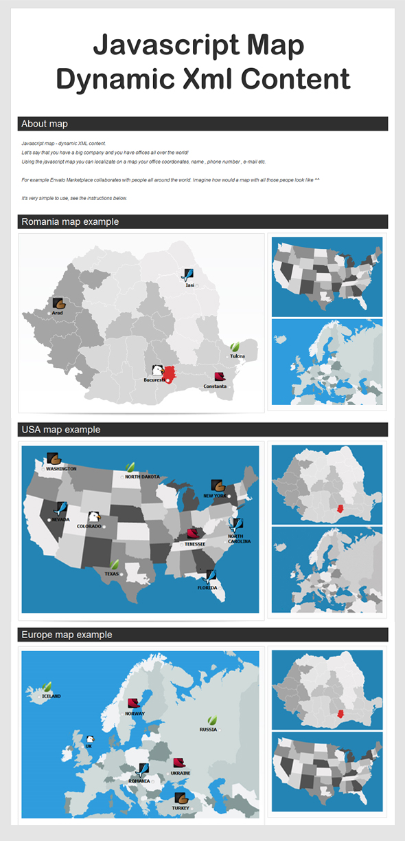 Javascript map - dynamic XML content(with tooltip)