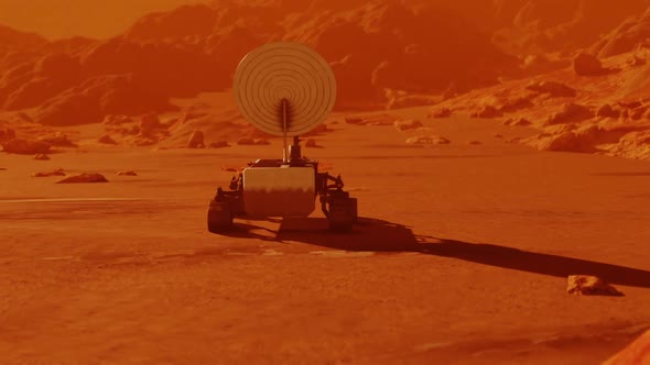 Mars Robot Searching Red Planet Surface