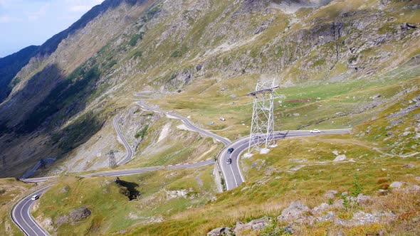 View of the well known Transfagarasan road, in Romania, on a sunny summer day.