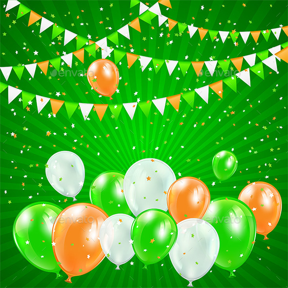 Patricks Day Balloons and Confetti