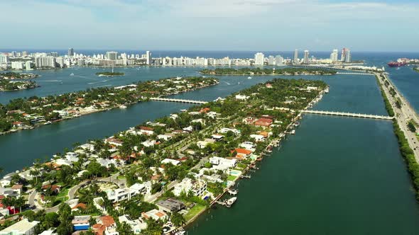 Luxury Homes On Palm Island Miami Aerial Drone 4k