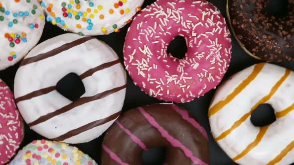 Assorted Donuts with Different Fillings and Icing