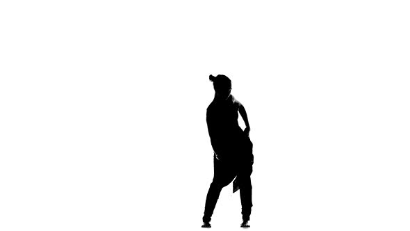 Attractive Professional Dancer Performs Social Latino Dance, on White, Silhouette