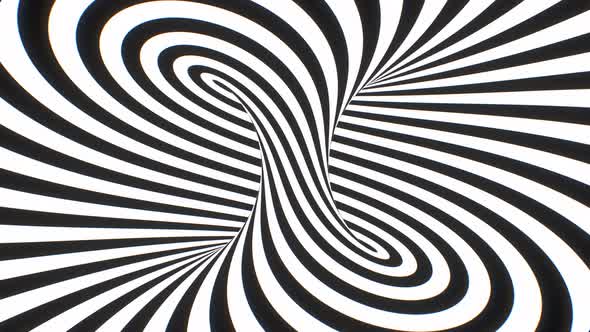 Twisted Black White Hypnotic Optical Illusion Psychedelic Stripes - 4K