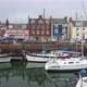 Drone View of the Cute Little Houses on the Arbroath Waterfront - VideoHive Item for Sale