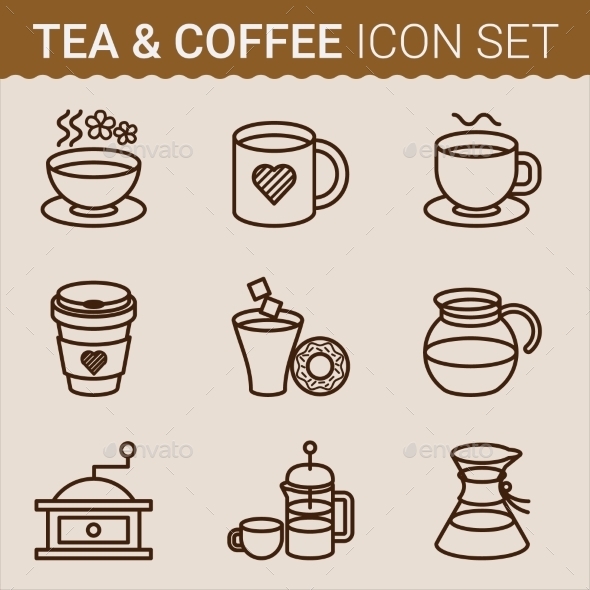 Set of Coffee Icons. Vector illustration
