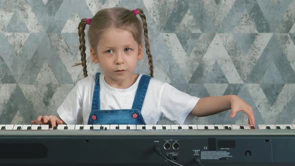 Portrait of Little Girl at Home in Quarantine