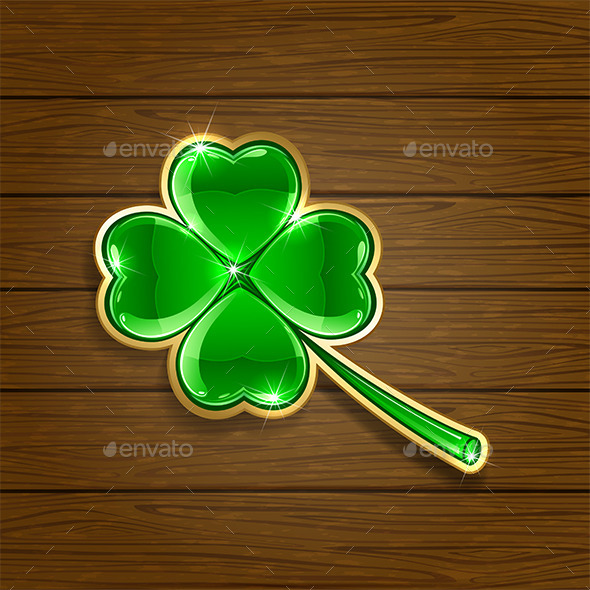 Clover on Wooden Background