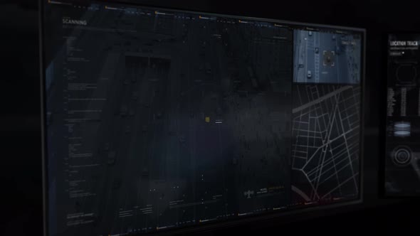 Detecting and Scanning a Crime Suspect's Car with X-rays. Drone technology. UI alt