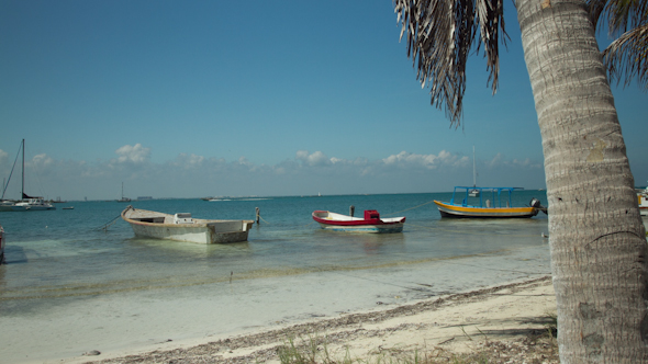 Fishing Boats On The Beach In Isla Mujeres Mexico