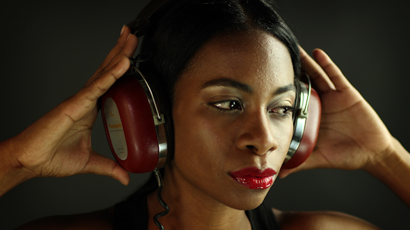 Beautiful Female Listening Music 2 alt