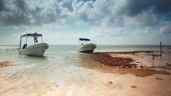 Paradise Beach Caribbean Coast Mexico Boats 1