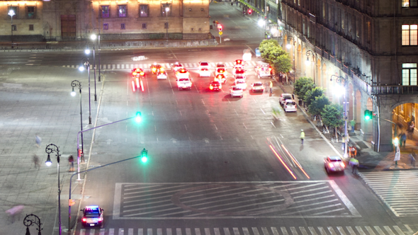 Mexico City Zocalo Traffic