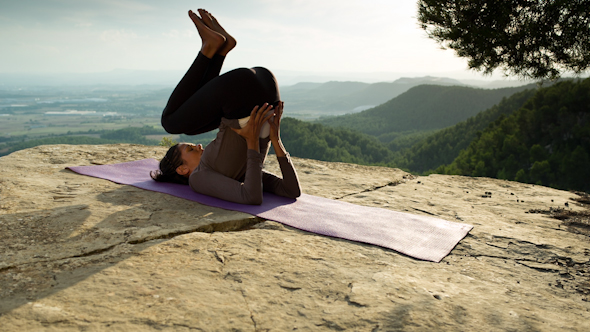 Yoga Teacher, Amazing Sunset, Mountain Clifftop 2