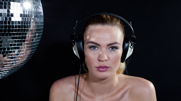 Blonde Girl Dances Discoball Headphones 1 alt