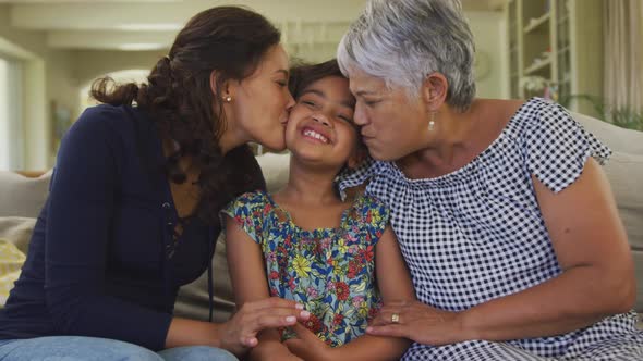 Multi-generation family spending time together at home