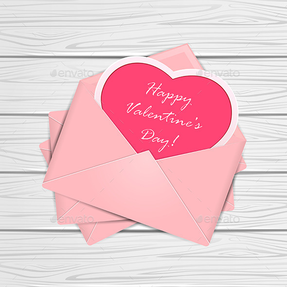 Valentines Congratulations on Wooden Background
