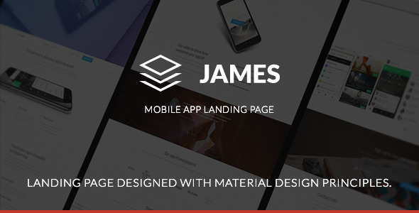 James - strona docelowa aplikacji mobilnej Material Design