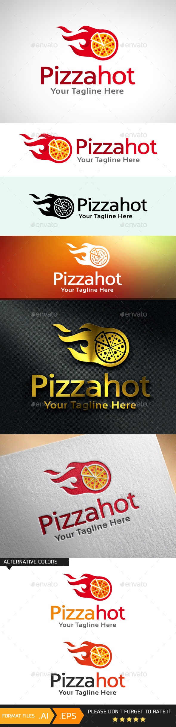Pizza Hot Logo Template