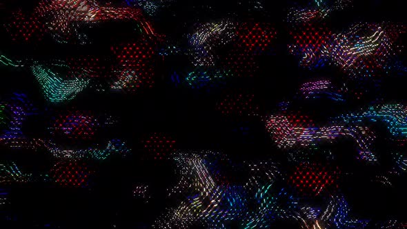 Abstract Background With Dots Scattered Stripes of Light in full color, on a black background