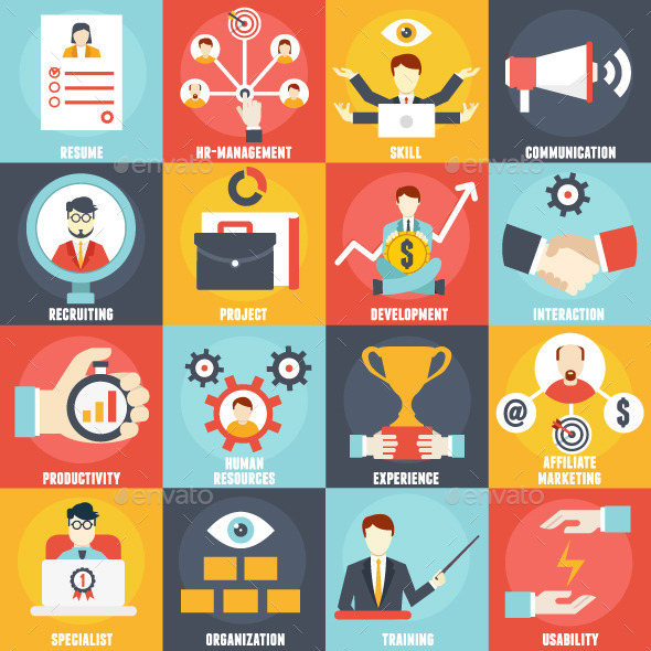 Set of Human Resources Management Icons