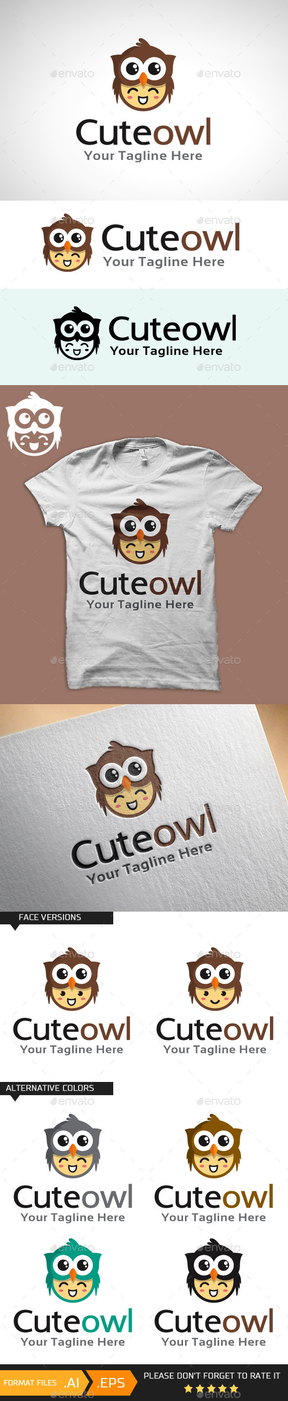 Cute Owl Logo Template