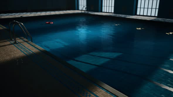 The View of an Empty Public Swimming Pool Indoors alt