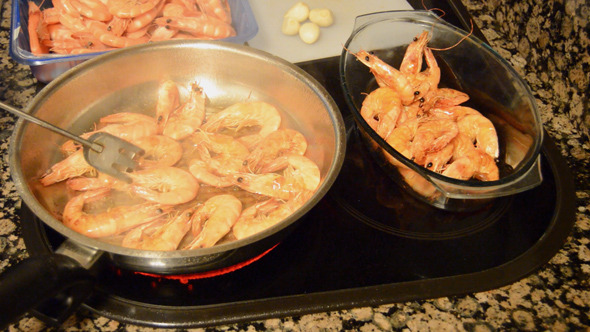 Cooking Some Shrimps With Garlic