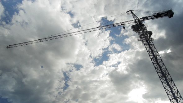 Building Crane On A Cloud Background