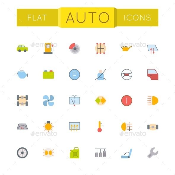 Vector Flat Auto Icons