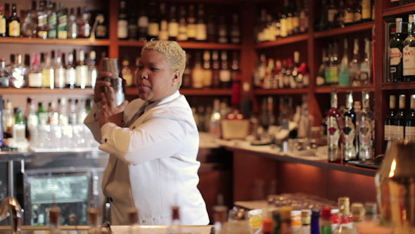 Female Cocktail Waiter In A Classic Looking Cocktail Bar Bartender 7